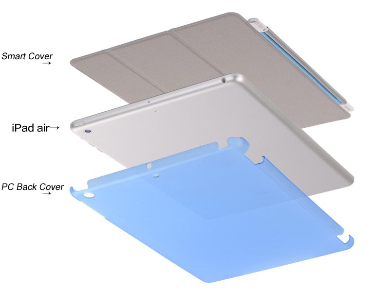 Magnetic Smart Cover + PC Back Cover Set For iPad Air