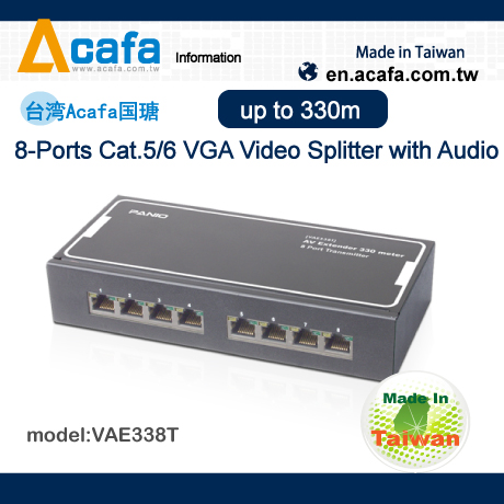 8-Port Cat.5 VGA Video Extender 330m