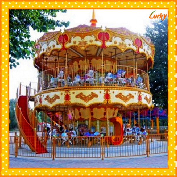 Wonderful amusement family rides double deck carousel horse