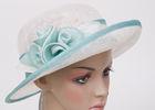 6cm Short Brim White Womens Church Hats , Sinamay Sun Hats For Party With Flower