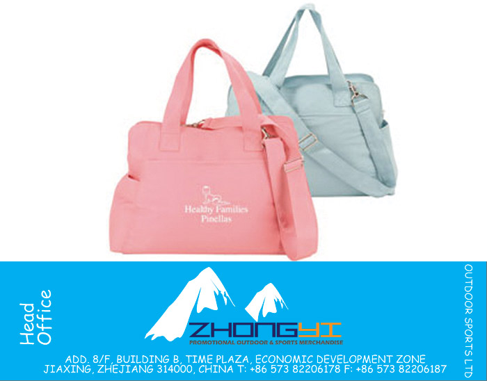 Promotional Polyester Diaper Bag With Changing Pad And Full Size Front And Back Pockets