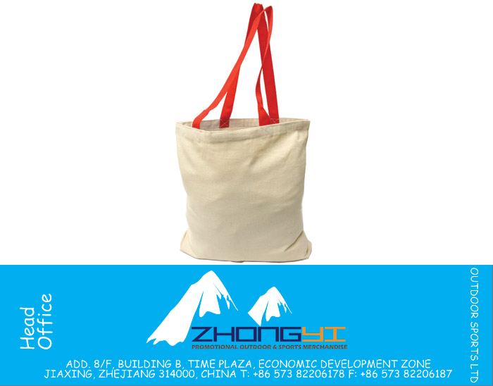 Cotton Canvas Gusset and Contrasting Handles Tote Bag