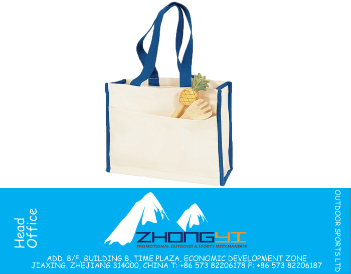 Canvas Tote Bag With Side Stripes