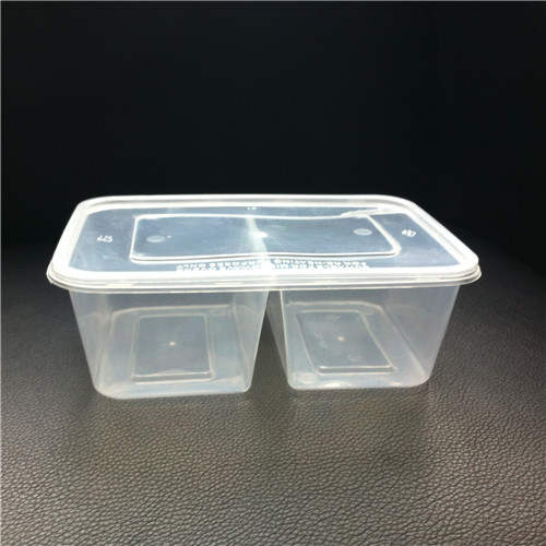 Two Compartments Plastic PP Food Box 850ml