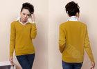 ladies V-neck Sweaters Basic Solid Color Pullover Fine Knit Long Sleeve