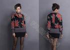 Elegant 3/4 Sleeve Ladies Jacquard Sweaters / Polo Collar Fancy Womens Sweater Coats