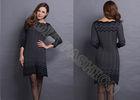 Fashion Narrow Waist Ladies Sweater Dresses with Ruffled Collar Striped for Autumn