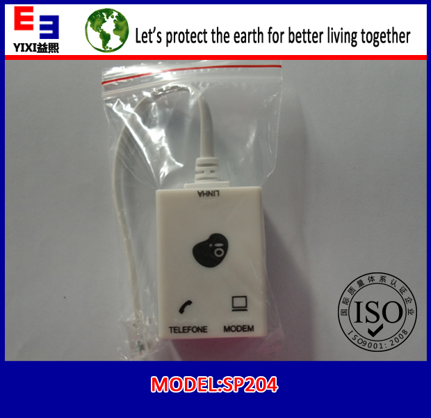 名称 splitter adsl 1 input port (Line), 2 output ports (Phone, Modem) 