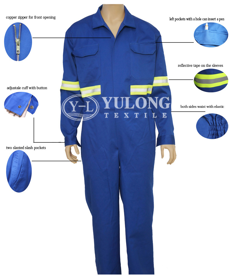 wholesale EN11612 100% cotton FR coverall used for industry workman