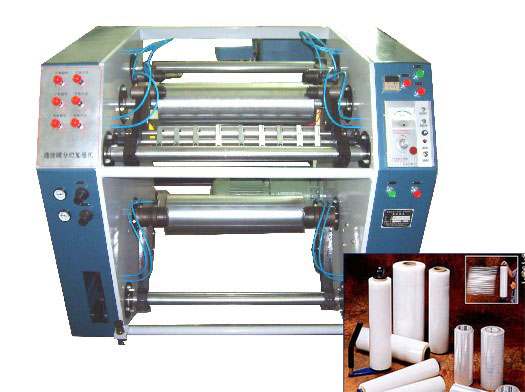 Cling film slitter rewinder