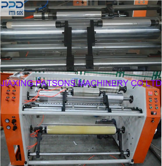 Cling wrap film slitting rewinding machine