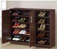 Dark Walnut / Black Wooden Shoe Rack Cabinet , 15mm melamine board DX-8615