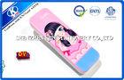 21.5*7*2.8cm Pink Double Layer Plastic Plain Pencil Cases For Girl With EN71 Certification