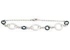 Black And White Life Buoy Ceramic Silver Bracelet For Women , Anti-allergic 19cm CSB0825
