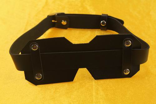 Black Leather Snap Fastener Design Eye Mask