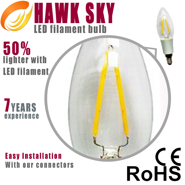 2014 new arrival  glass   security led filament  light bulb manufactory
