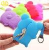 Personalized small Candy Color Silicone animal Coin Purse with keychain