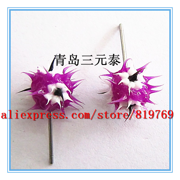 fashion silicone spike koosh ball earrings silicone spike earrings