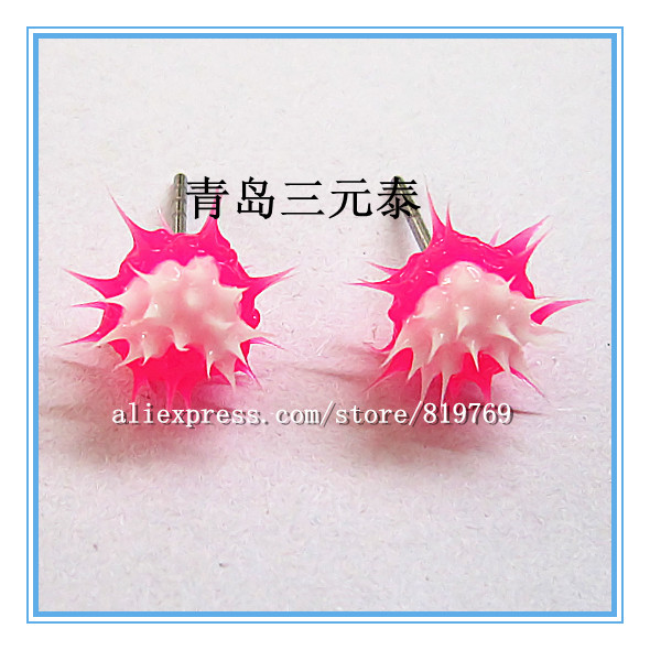 fashion silicone spike koosh ball earrings silicone spike earrings