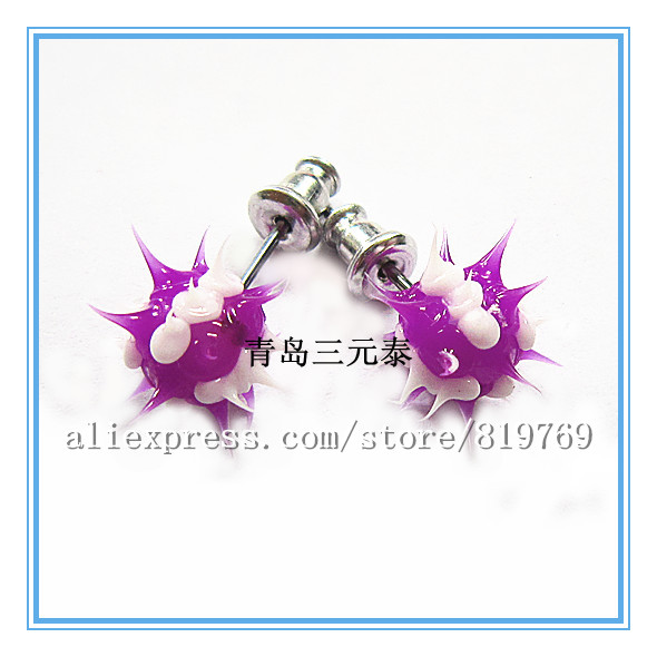 fashion silicone spike koosh ball earrings silicone spike earrings