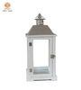 17inch High Indoor Glass Stainless steel Wood Candle Lantern for  Centernpiece Decoration