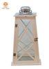 White large hanging panes Wood Candle Lantern for inside / outside