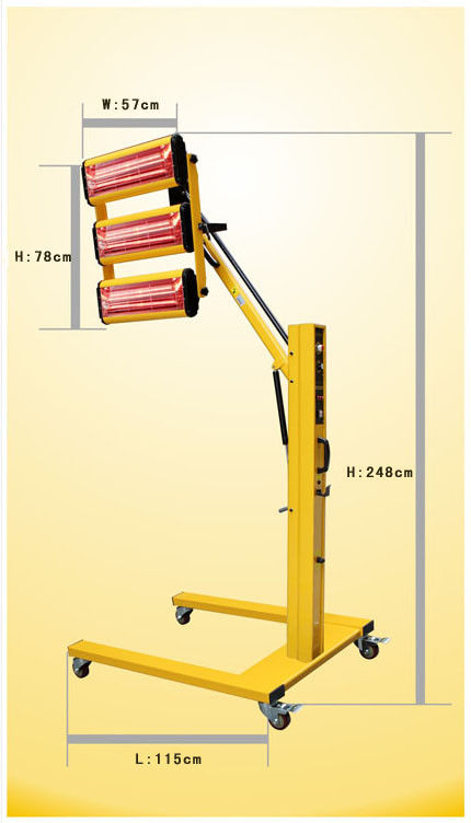 3X1100W Auto Body Repair Tools , Infrared Paint Drying Lamp 304 Stainless Steel Material