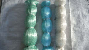 Network multifilament fished from double knots of polyester