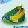 Green Curved  Funny Inflatable Dry Slides For Children Parks PVC