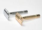 Manual silver safety single blade shaving razor for man , twist to open Head