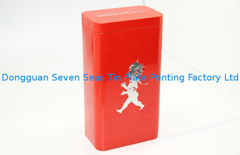 Shiny / Color Side Square Biscuit Metal Tin Box With Embossment
