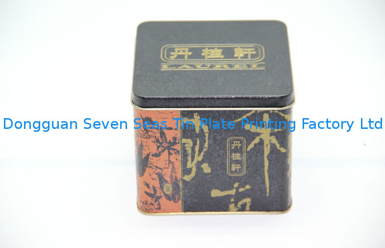 Antique Tea Metal Tin Containers With Bamboo , Black Tin Box