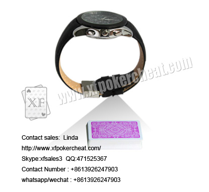 Black Leather Strap Wrist Watch Spy Camera Poker Scanner For Side - Marks Playing Cards