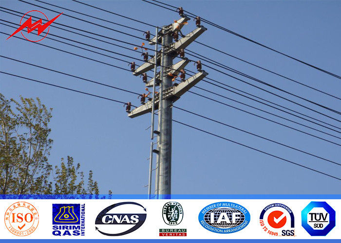 Hot dip galvnaized Electric Power Pole 8m height for 132KV Transmission Line