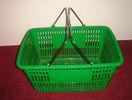 Green 32 Litres Hand Shopping Basket , Supermarket Wire Grocery Basket Metal Handle
