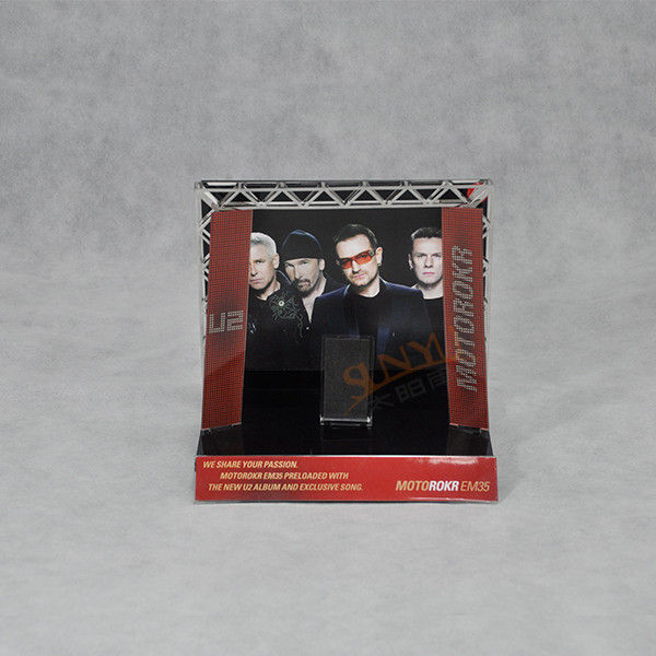 3mm Custom Acrylic Display Stand Rock Time Music Square Cell Phone Display