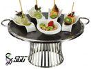 Round Mirror Polished Stainless Steel Buffet Display Stands For Wedding Party