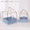 Blue Handmade Concrete Plant Pots Durable House Shape With Iron Decor