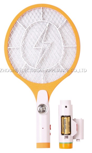 ZHOUYU 2*AA operated battery mosquito swatter with torch