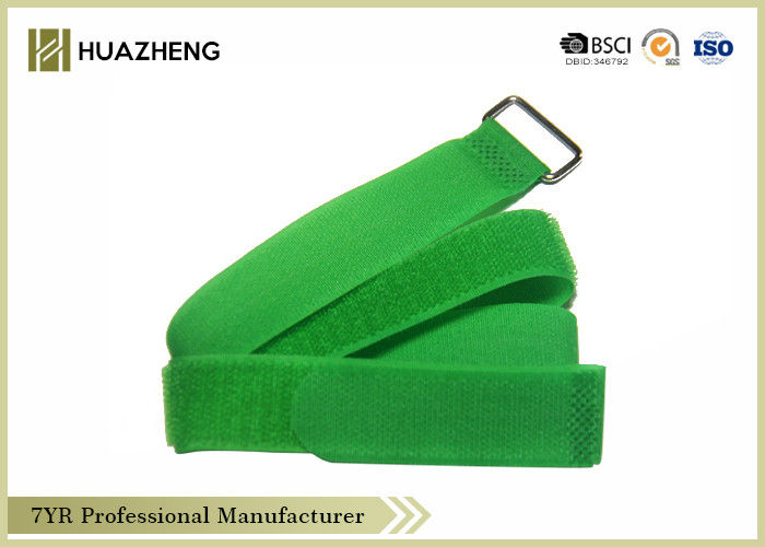 Green Hook Loop Strap For Cargo Binding , Nylon Velcro Straps