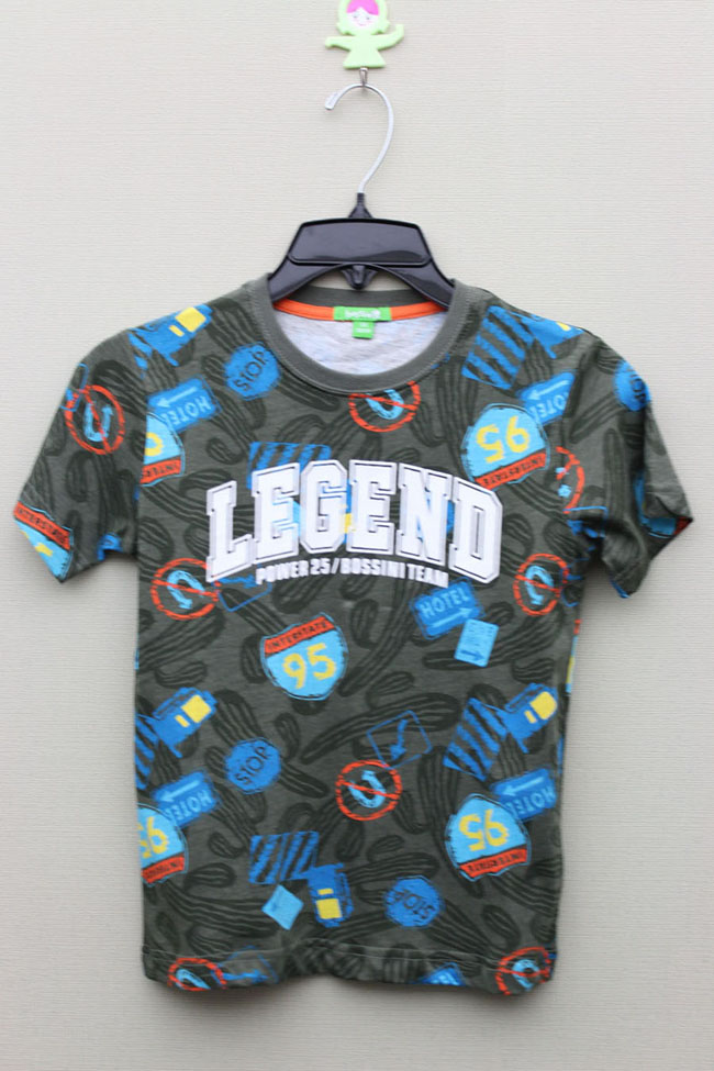 Boy& acute;s 100% Cotton All Over Print T-Shirt with Flocking Print