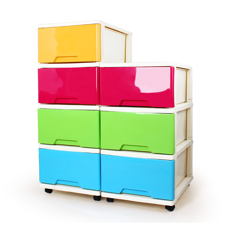 Multi-color new style plastic storage cabinet multilayer of plastic container with wheel