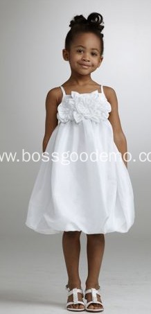 A-line Spaghetti Straps Knee-length Taffeta Zipper Flower Girl Dress