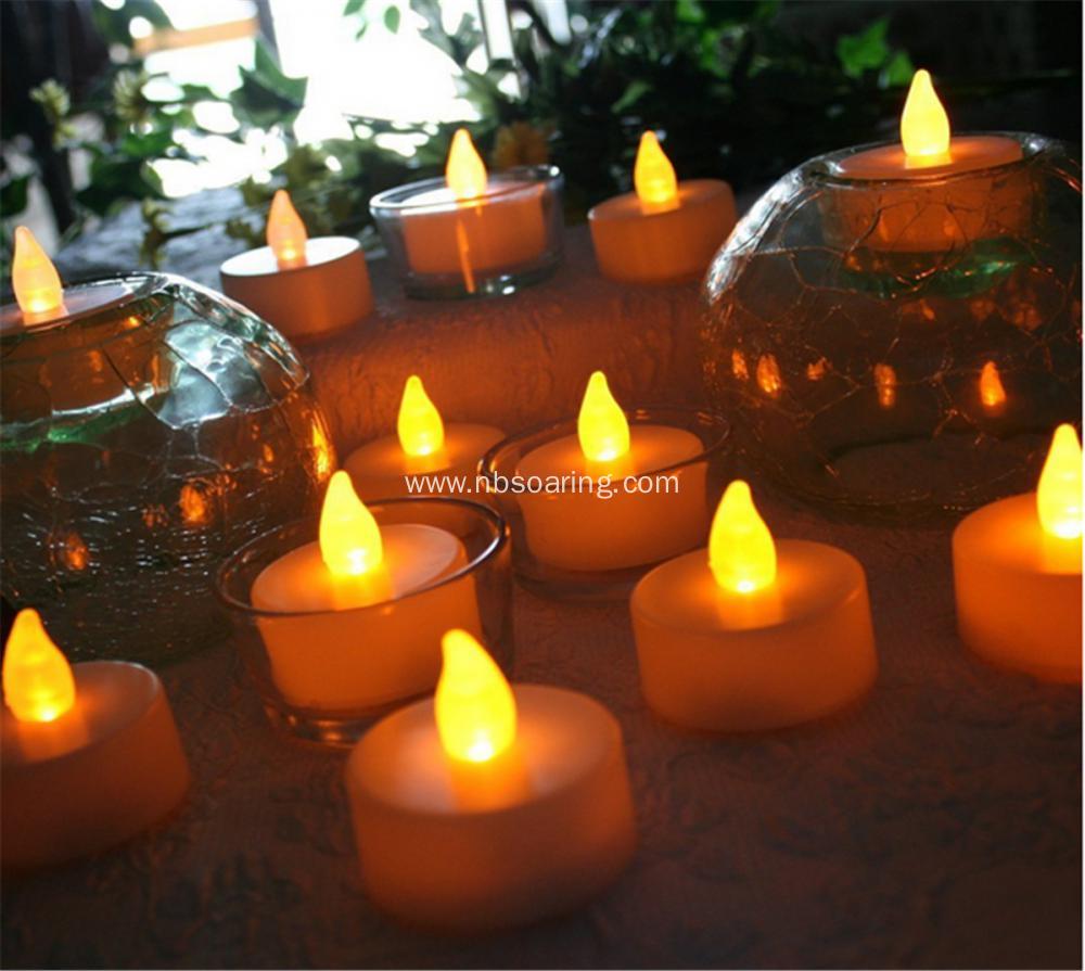 Battery Operated Amber LED Tealight Candles Flameless Heatless Flickering Wickless