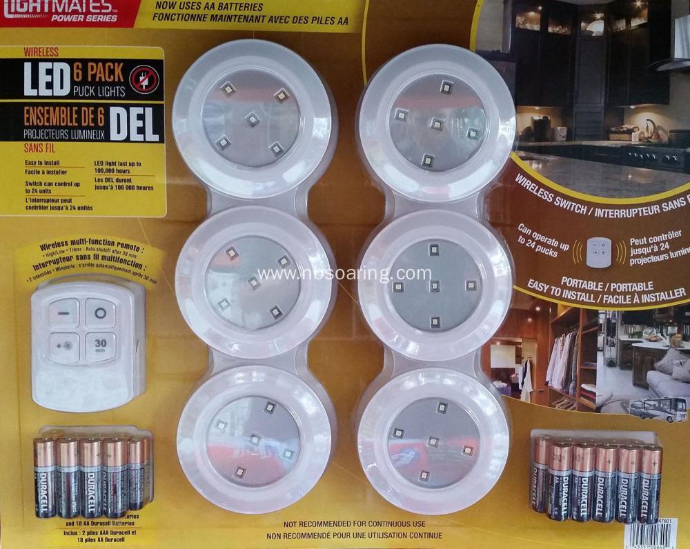 Wireless LED Stick-on Tap Puck Cabinet Light with Remote
