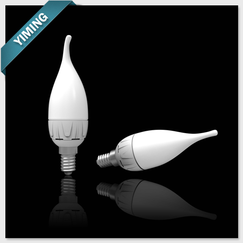 Plastic & Aluminum C37 LED Flame Light, 4W 12PCS 2835SMD, E14, 270Degree Beam Angle, 320lm, Daylight White
