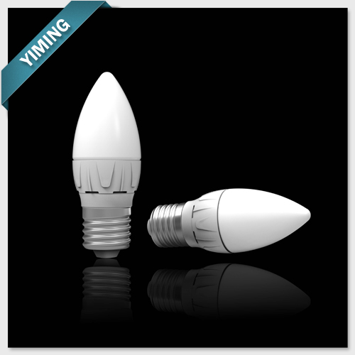 C37 4W 12PCS 2835SMD, Plastic & Aluminum LED Candle Light, E27, 270Degree Beam Angle, 320lm, Daylight White