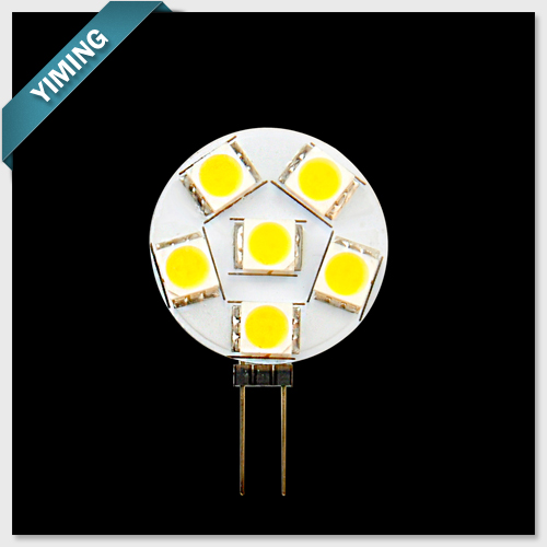 Round 1.2W 6pcs 5050SMD G4 LED Light 60-80LM