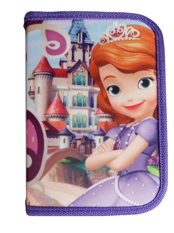 420D Sofia Princess Zipper Pencil Case 13.5×19.5×3.5 cm With Rubber Puller