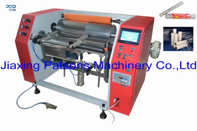 Semi automatic aluminium foil roll rewinding machine